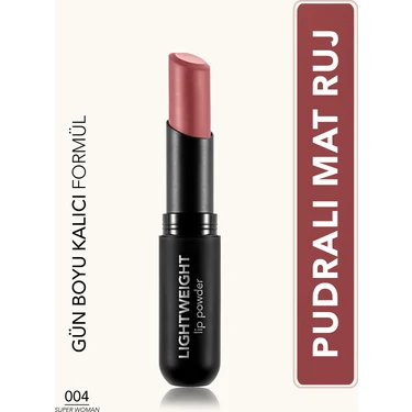 Lightweight Lip Powder Ultra Hafif Nemlendirici Stick Mat Ruj (004 Super Woman)