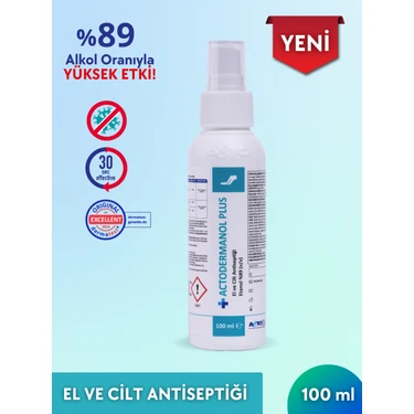 Actodermanol Actodermanol® Plus 100 Ml El Ve Cilt Antiseptiği 89 (V/V) Etanol İçeren Yüksek Etkili