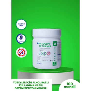 Acto Actosept® Af Tücher 100 Mendil | Yüzeyler Için Alkol Bazlı Kullanıma Hazır Dezenfeksiyon