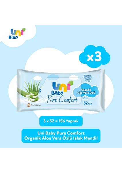 Pure Comfort Organik Aloe Vera Özlü Islak Mendil 3'lü 156 Yaprak modelleri