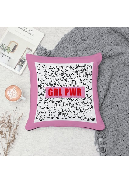 Girl Power Pembe Çift Taraflı Kırlent Kılıfı 2 Adet