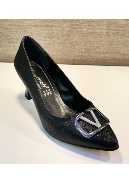 2018 Kadın Tokalı 6 cm Kadeh Ökçeli Stiletto Siyah