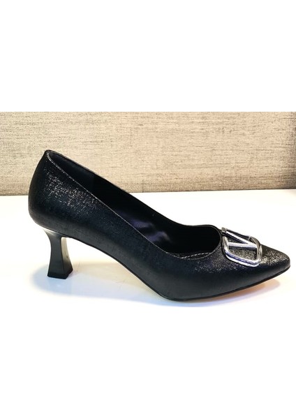 2018 Kadın Tokalı 6 cm Kadeh Ökçeli Stiletto Siyah modelleri