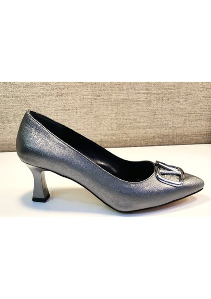 2018 Kadın Tokalı 6 cm Kadeh Ökçeli Stiletto Platin modelleri