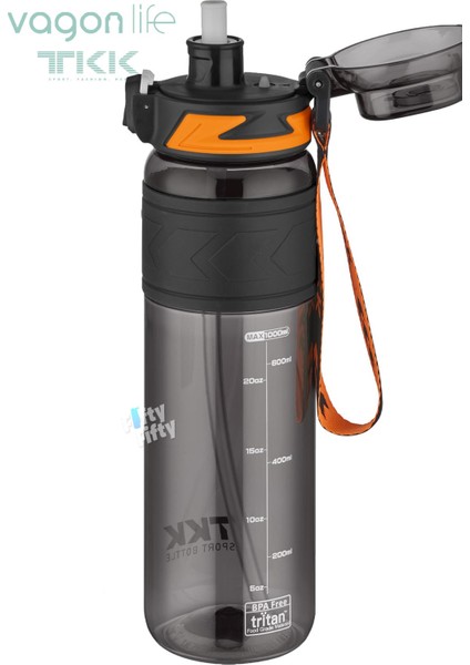 Tkk 1000 ml Çift Kullanım Pipetli/rahat Içim Bpa Içermeyen Taşıma Askılı Tritan Su Matarası FFTKK1020-1000 fiyatları