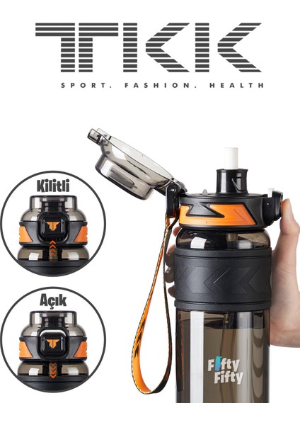 Tkk 1000 ml Çift Kullanım Pipetli/rahat Içim Bpa Içermeyen Taşıma Askılı Tritan Su Matarası FFTKK1020-1000 fırsatları