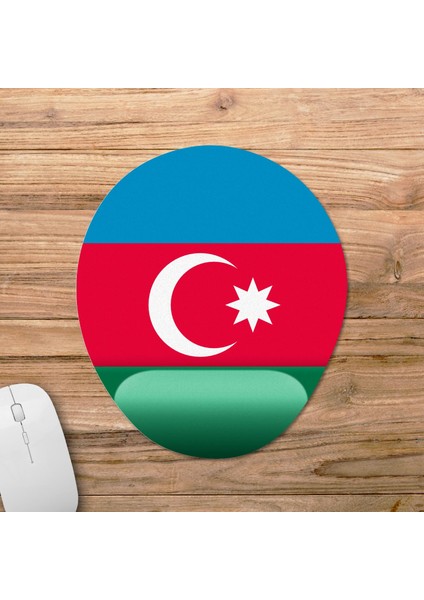 Azerbaycan Bayrağı - Azərbaycan Bilek Destekli Mousepad Model - 1 Oval