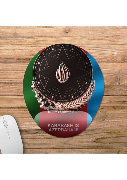 Karabağ Azerbaycandır - Qarabağ Azərbaycandır Bilek Destekli Mousepad Model - 1 Oval