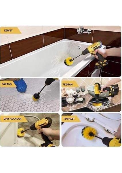 Matkap Uyumlu Uzatma Aparatlı Temizleme Fırça Seti 6 Parça S/s modelleri