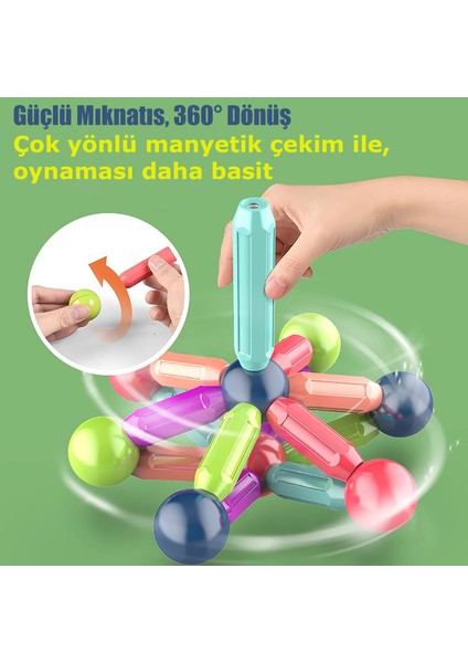 Mega Boy 42 Parça Manyetik Çubuklar ve Toplar Stem Oyuncağı Eğitici Zeka Geliştirici Oyuncak modelleri