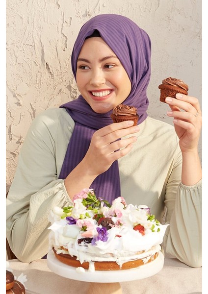 Naturel Pamuk Şal - Mor