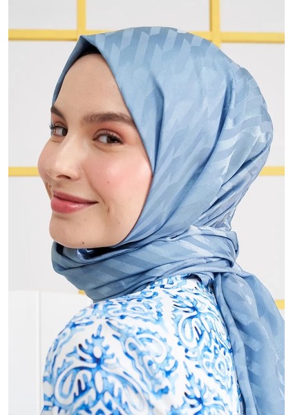 Ipeksi Jakar Italyan Şal Origami Desen - Indigo