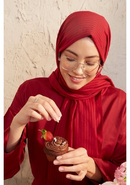 Naturel Pamuk Şal - Bordo