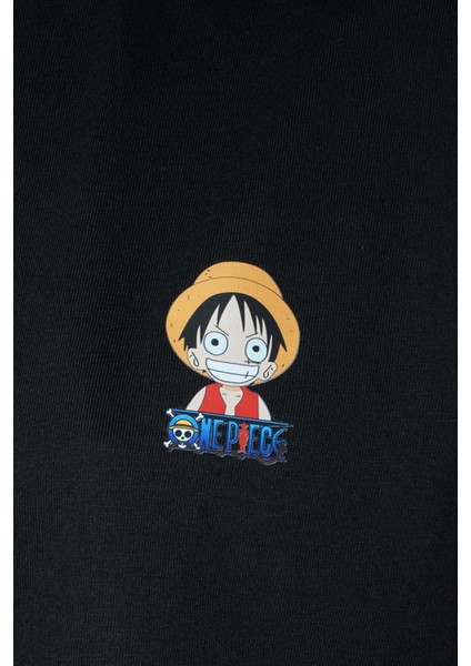 Anime Senpai Luffy Onepiece Siyah Crop Kadın Tshirt  (LFYCRP001)