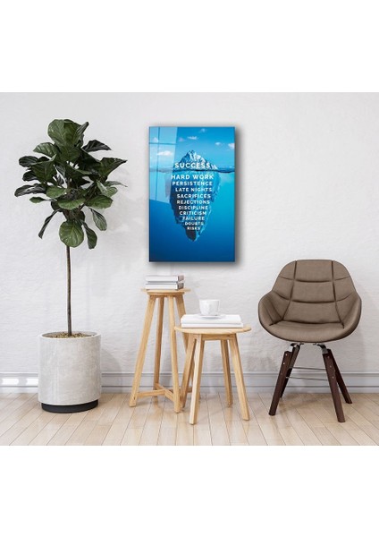 Buz Dağı Başarının Sırrı Cam Tablo Ev ve Ofis Duvar Dekoru Hediyelik Büyük Tablo Dayanıklı Cam fiyatları