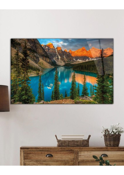 Dağ Yansıma Manzara Cam Tablo, Ev ve Ofis Duvar Dekoru, Hediyelik Büyük Temperli 4 mm Cam Tablo fiyatları