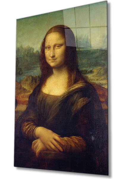 Mona Lisa Portresi Sanat Cam Tablo, Ev ve Ofis Duvar Dekoru, Hediyelik Büyük Temperli 4 mm Cam Tablo