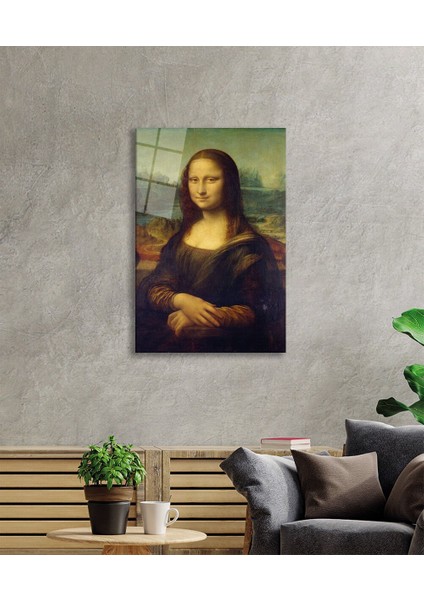 Mona Lisa Portresi Sanat Cam Tablo, Ev ve Ofis Duvar Dekoru, Hediyelik Büyük Temperli 4 mm Cam Tablo