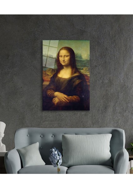 Mona Lisa Portresi Sanat Cam Tablo, Ev ve Ofis Duvar Dekoru, Hediyelik Büyük Temperli 4 mm Cam Tablo