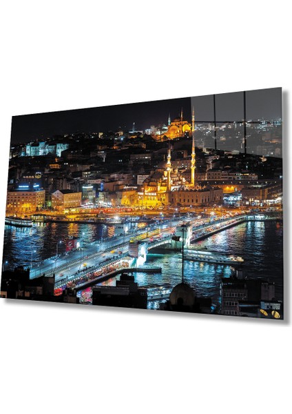 Istanbul Gece Manzarası 4mm Dayanıklı Cam Tablo Temperli Cam