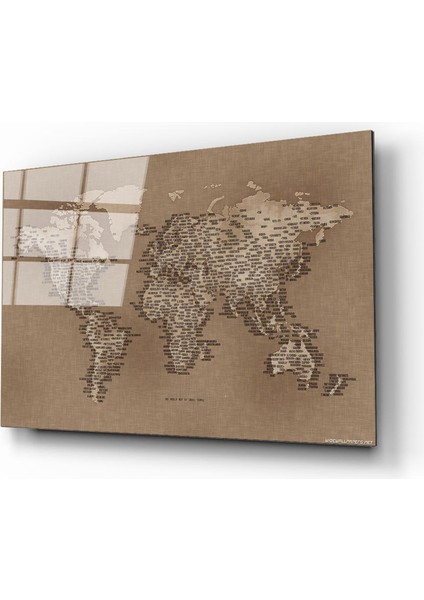 Dünya Haritası 65 Cam Tablo