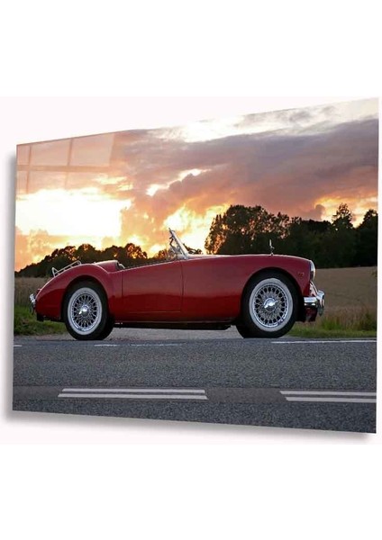 Kırmızı Araba Cam Tablo 4mm Dayanıklı Temperli Cam