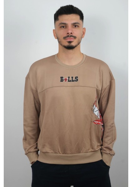 Daniel Milano Erkek Sıfır Yaka Bulls Sweatshirt Kahverengi