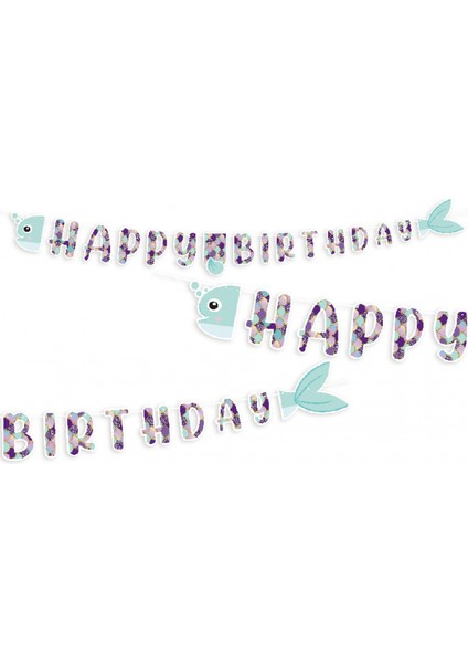 Deniz Kızı Pırıltılı Happy Bırthday Uzar Yazı Banner