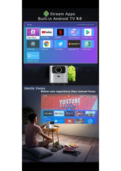 2160P/ 4K Projeksiyon Cihazı Wifi Bluetooth Smart Netflix Youtube Ekran Yansıtma Disney Kumandalı