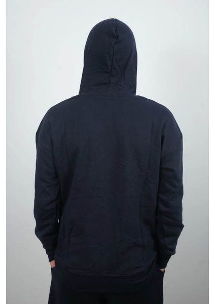 Erkek Kapüşonlu ve Önden Cepli Düz Polar Sweatshirt Lacivert modelleri