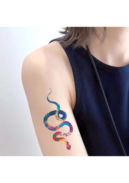 Renkli Yılan Desen Geçici Dövme Tattoo