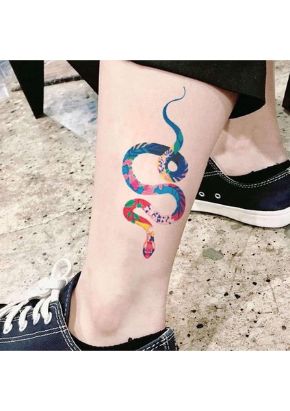 Renkli Yılan Desen Geçici Dövme Tattoo