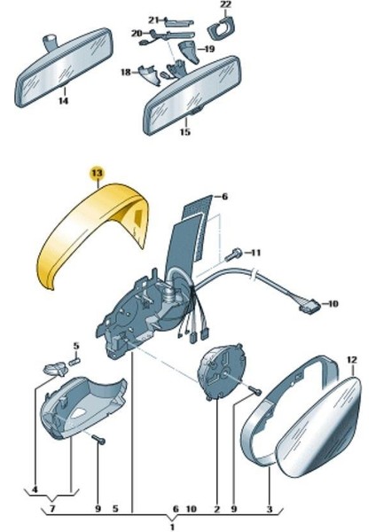 Sağ Dış Dikiz Ayna Kapağı Vw Golf 6 2009-2012 5K0857538 fiyatları