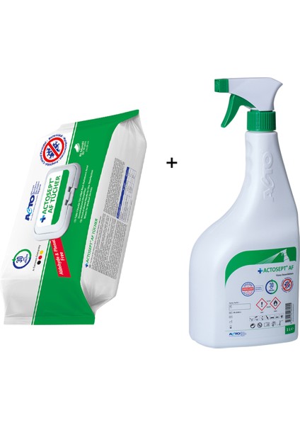 Actosept® Af 1 Litre + Actosept® Af Tücher 80 Mendil  | Alkollü Yüzey Dezenfektanı ve Mendil