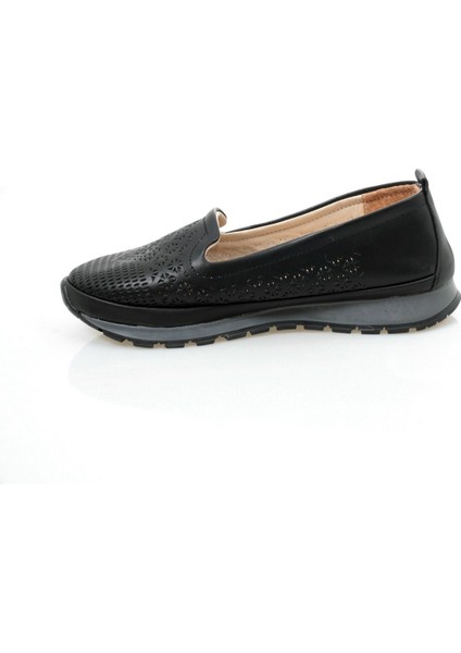 Deri Siyah Ortopedik Taban Desenli Günlük Ayakkabı fırsatları