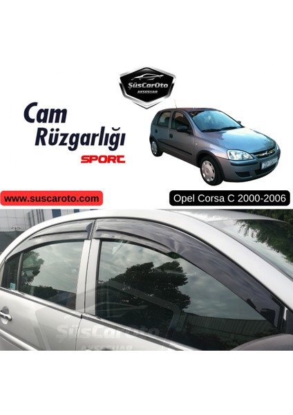 ŞüsCarOto Aksesuar Opel Corsa C 2000-2006 Uyumlu Mugen Cam Rüzgarlığı Seti Piano Black 4'lü