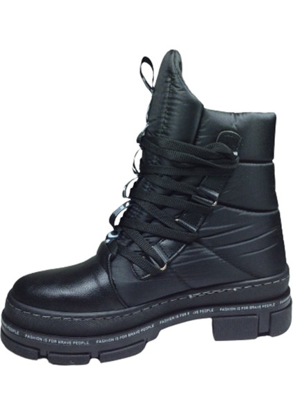 Womenly Style 2002 Kadın Siyah Kar Botu Paraşüt Kumaş Su Geçirmez