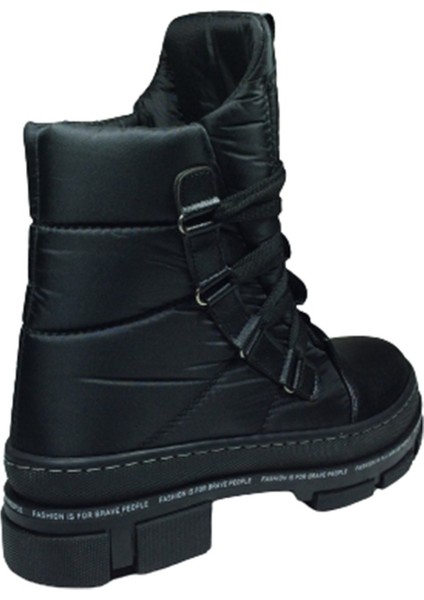 Womenly Style 2002 Kadın Siyah Kar Botu Paraşüt Kumaş Su Geçirmez