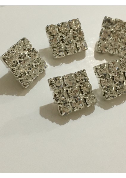 Taşlı Düğme Kare Model 5 Li Set 1,3 cm