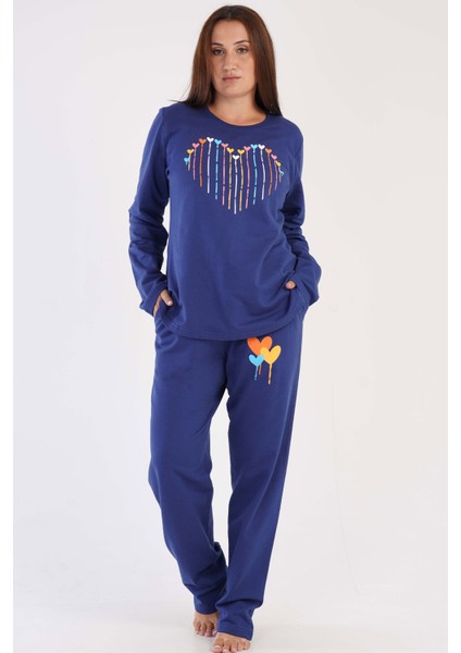 Pamuklu Kadın Büyük Beden Uzun Kol Pijama Takım