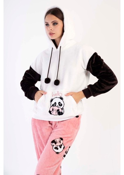 Kadın Welsoft Kapsonlu Düşük Omuzlu Uzun Kol Kanguru Ceplı Pijama Takım fiyatları