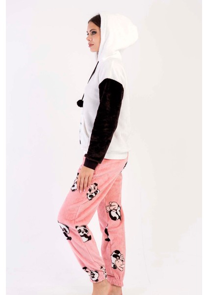 Kadın Welsoft Kapsonlu Düşük Omuzlu Uzun Kol Kanguru Ceplı Pijama Takım modelleri