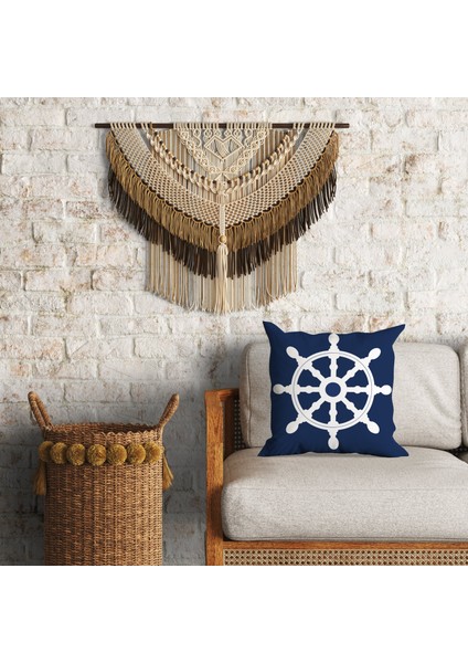 Dümen Navy Blue / Marin Temalı Çift Taraflı Kırlent Kılıfı 2 Adet
