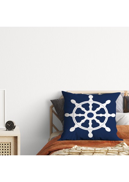 Dümen Navy Blue / Marin Temalı Çift Taraflı Kırlent Kılıfı 2 Adet