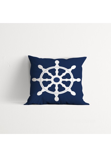 Dümen Navy Blue / Marin Temalı Çift Taraflı Kırlent Kılıfı 2 Adet