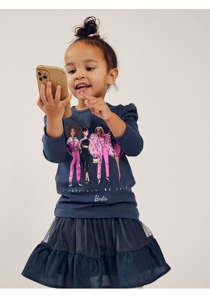 Barbie Baskılı Uzun Kol Kız Çocuk Sweatshirt - Minimalist Tarz