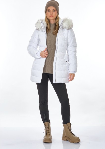 Midi Kapüşonlu Kışlık Şişme Kaban - Sıcak ve Şık! fırsatları