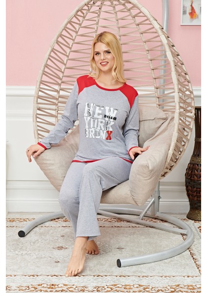 Bayan Uzun Kollu Pijama Takımı Model no 7580