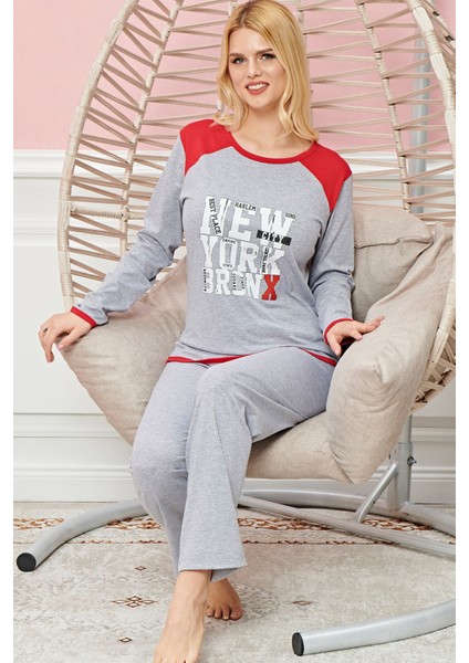 Bayan Uzun Kollu Pijama Takımı Model no 7580