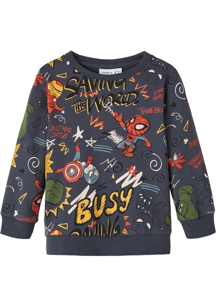 Erkek Çocuk Süper Kahraman Desenli Uzun Kol Sweatshirt - Rahat ve Şık fiyatları